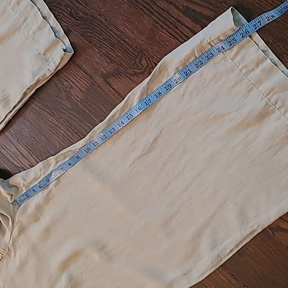 Madewell Harlow Tan Wide Leg Pleated Pants 100% Linen Wmns Petite 16 Boho Casual - Picture 9 of 13